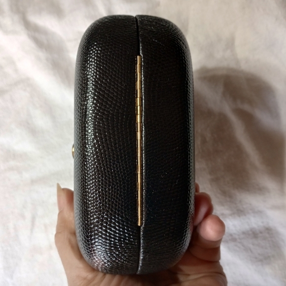 Vtg Isabella Adams Reptile Hard Case Purse Gold Handle Clasp Swarovski Crystal - Picture 4 of 4